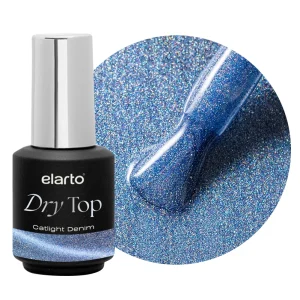 elarto Top hybrydowy holograficzny z efektem kociego oka Dry Top Catlight Denim 7ml