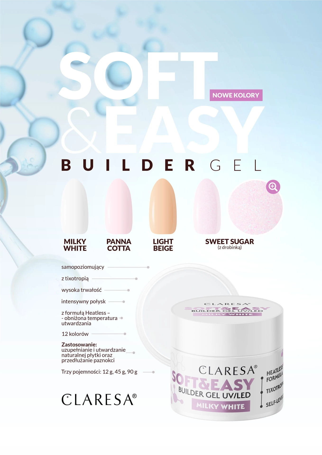 Claresa-Soft--Easy-Builder-Gel Claresa Żel budujący SOFT&EASY builder gel sweet sugar 45g