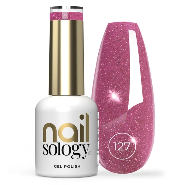 Lakier brokatowy z efektem Flash, hybrydowy Nailsology, Super Violet 127, 8ml