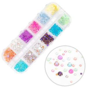 Molly Nails Kasetka z ozdobami kamyki mix kolorów 1000 sztuk