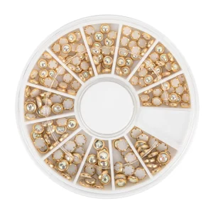 Molly Nails Ozdoby do paznokci perły perełki złote karuzela z ozdobami ok.150 sztuk