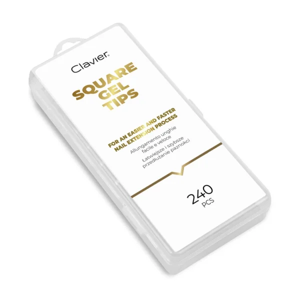 Miękkie Tipsy do przedłużania paznokci, "Square Gel Tips" kwadrat, Clavier 240szt.