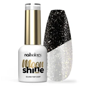 Top brokatowy do paznokci hybrydowych Nailsology Moon Shine Clavier, brokat srebrny, 8ml