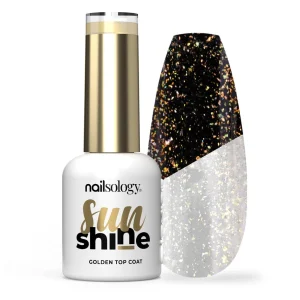 Top brokatowy do paznokci hybrydowych Nailsology Sun Shine Clavier, brokat złoty, 8ml