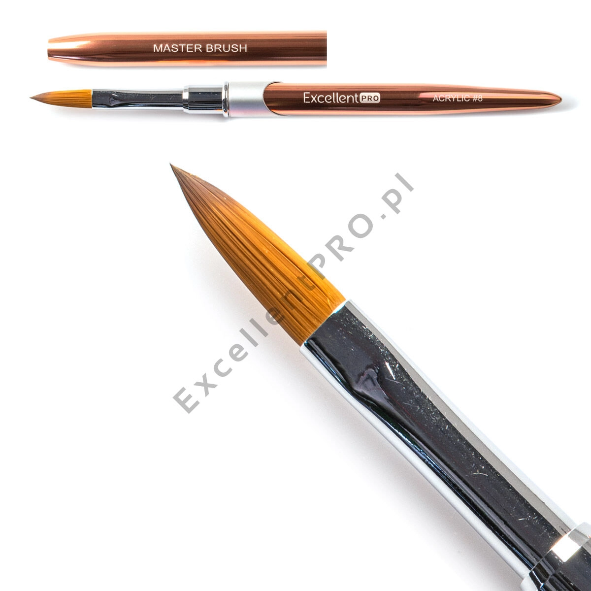 Excellent PRO Pędzelek do akrylu Excellent PRO Pędzelek do akrylu #8 (rose gold)