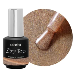elarto Top hybrydowy holograficzny z efektem kociego oka Dry Top Catlight Cocoa 7ml