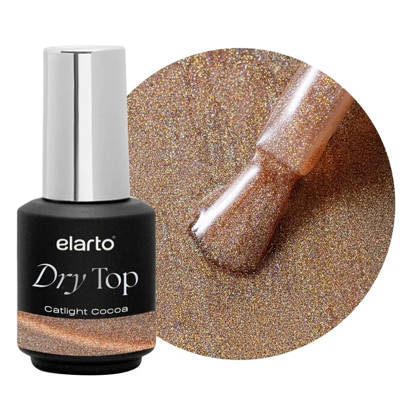 elarto Top hybrydowy holograficzny z efektem kociego oka Dry Top Catlight Cocoa 7ml elarto Top hybrydowy holograficzny z efektem kociego oka Dry Top Catlight Cocoa 7ml