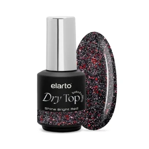 elarto Top hybrydowy z efektem blasku flash Dry Top Shine Bright Red 7ml