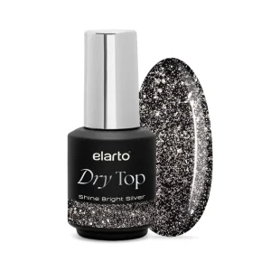 elarto Top hybrydowy z efektem blasku flash Dry Top Shine Bright Silver 7ml