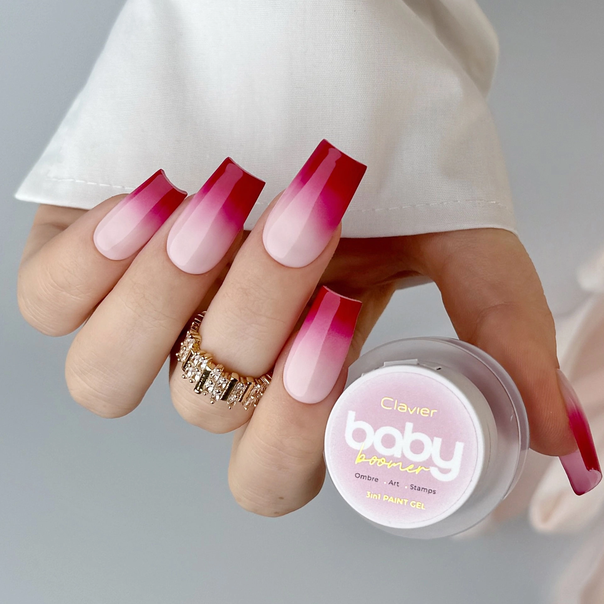 Baby Boomer żel 3w1 Clavier, Ombre, Art, Stamps, C01 „Euphoria”, 3g. Baby Boomer żel 3w1 Clavier, Ombre, Art, Stamps, C01 „Euphoria”, 3g.