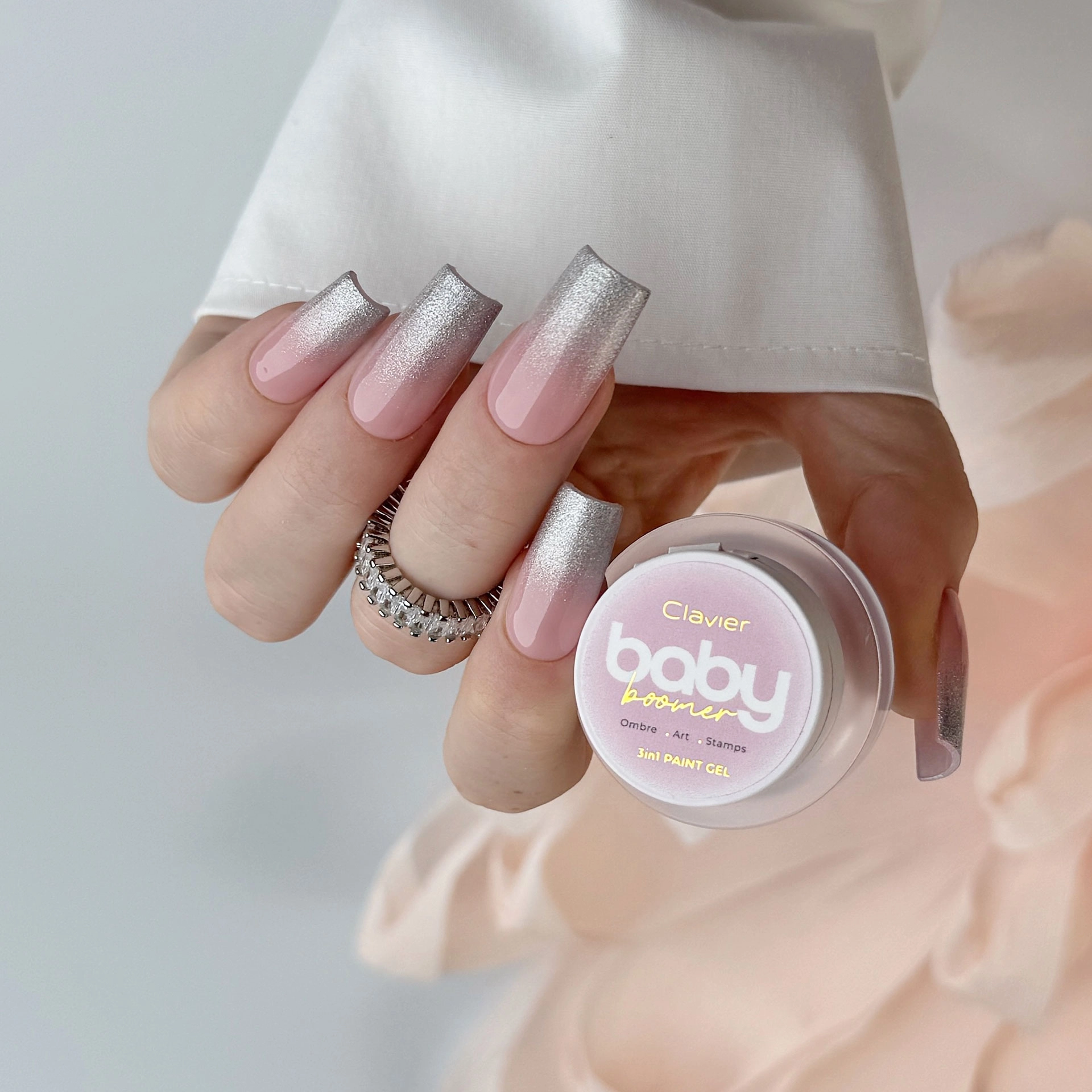 Baby Boomer żel 3w1 Clavier, Ombre, Art, Stamps, U05 „Silvera”, 3g.