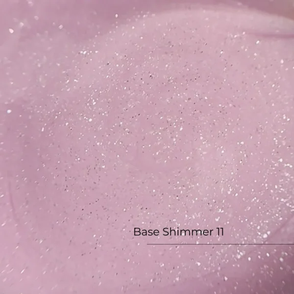 Crystal Base Shimmer №11 HEMA & TPO Free różowa baza hybrydowa z drobinką Crystal Base Shimmer №11 HEMA & TPO Free różowa baza hybrydowa z drobinką