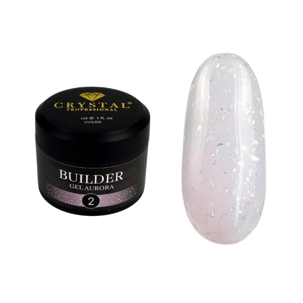 Crystal Builder Gel Aurora №2 Crystal Professional HEMA & TPO Free 15ml