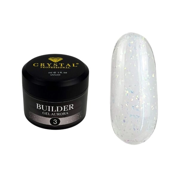 Crystal Builder Gel Aurora №3 Crystal Professional HEMA & TPO Free 15ml