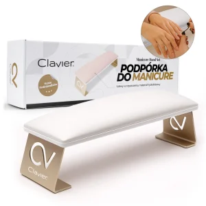 Podpórka pod dłonie do manicure, prostokątna – super soft, biało-złota.