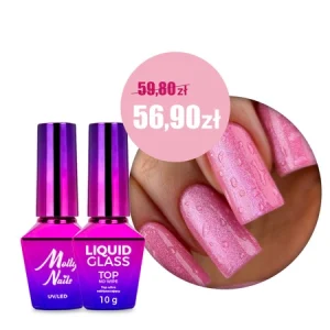Molly Nails Water Drop Effect Set: Creative Flow Base10 g i Top Liquid Glass no wipe clear 10g