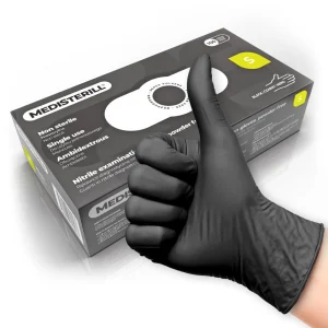 Rękawiczki nitrylowe, bezpudrowe Medisterill, 100szt. rozmiar S, black