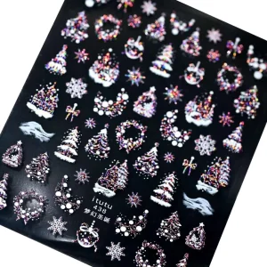 Naklejki do paznokci 3D świąteczne, różowe ozdoba nr 438.