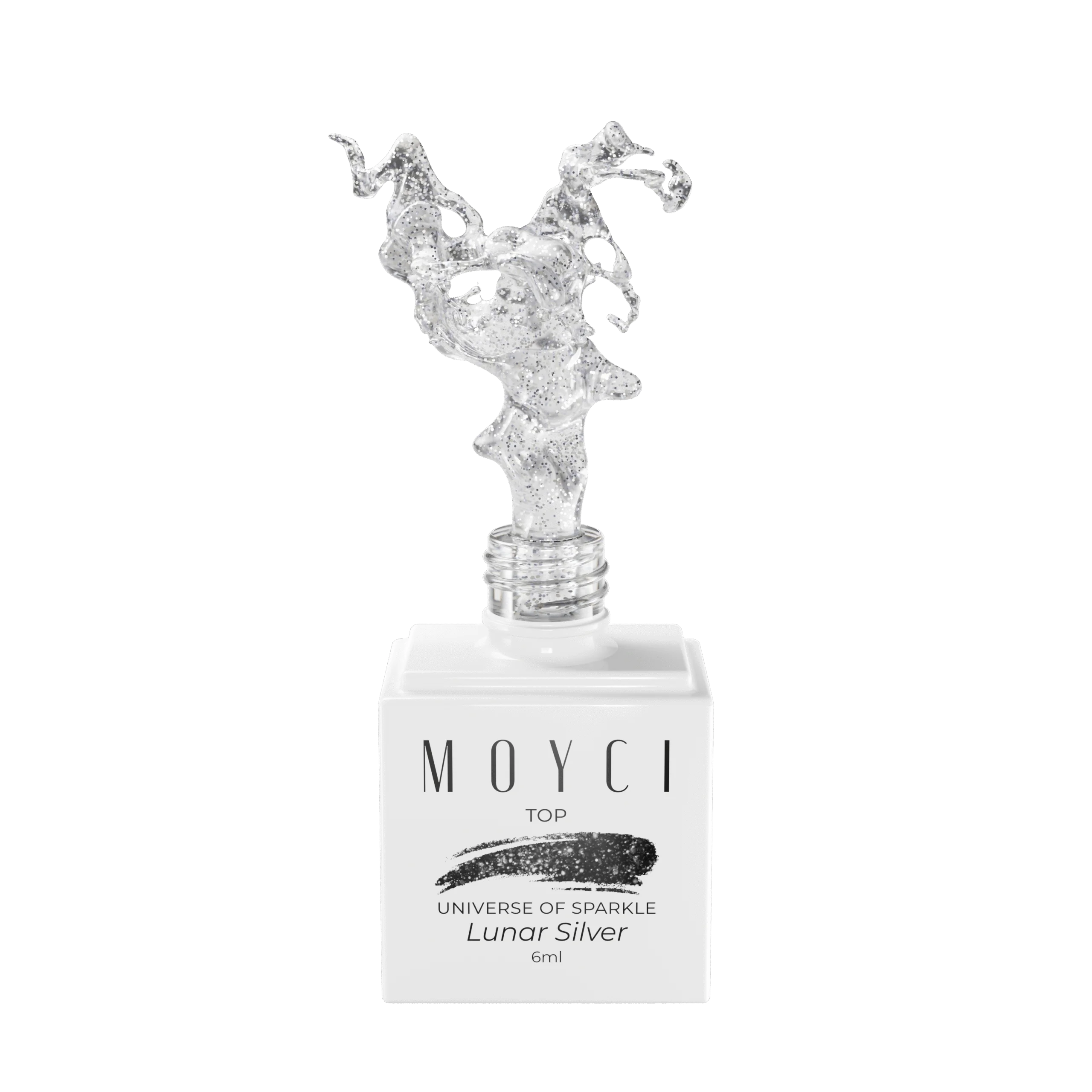 Moyci Top LUNAR SILVER Moyci Top UNIVERSE OF SPARKLE Lakier nabłyszczający NO WIPE 6ml – LUNAR SILVER
